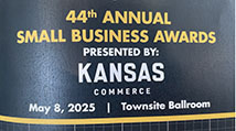 Program cover with the words: 44th Annual Small Business Awards presented by Kansas Commerce, May 8, 2025, Townsite Ballroom