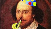 Shakespear, birthday hat and horn