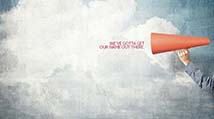 megaphone clouds QUIET message for brands